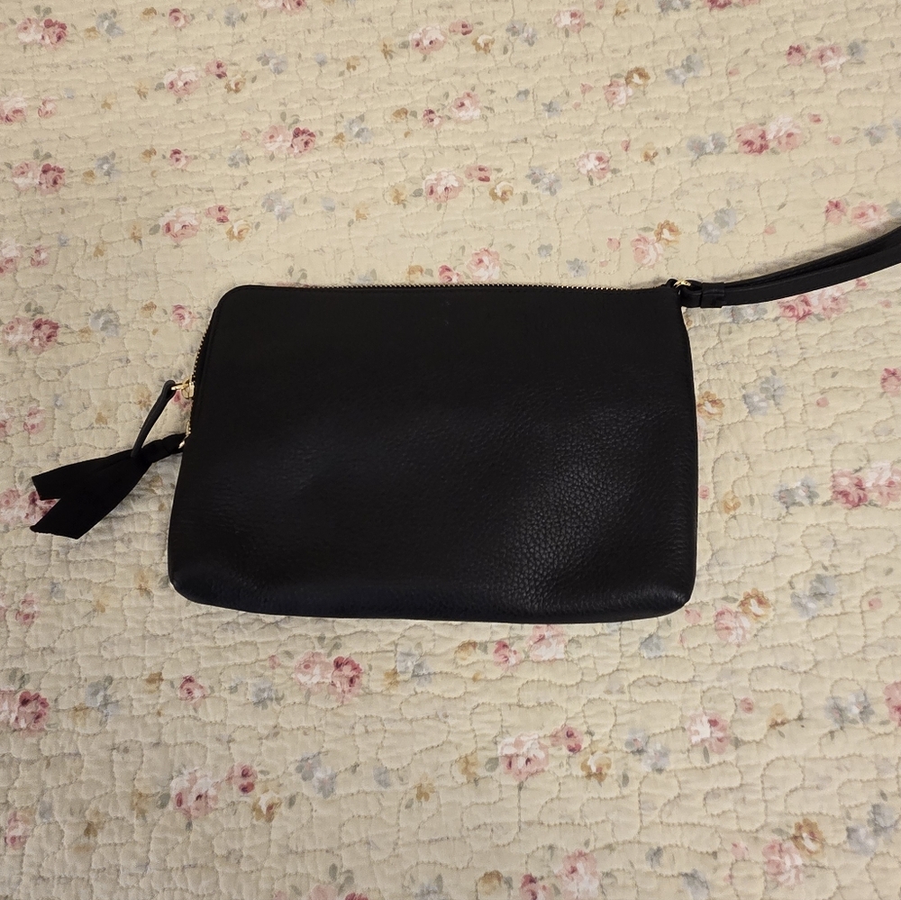 Talbots Black Pebbled Leather Wristlet